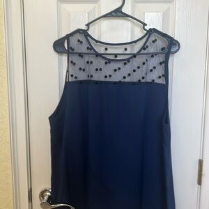 NWOT never worn sleeveless dress blouse. SHEIN curve size XXL. Navy blue.